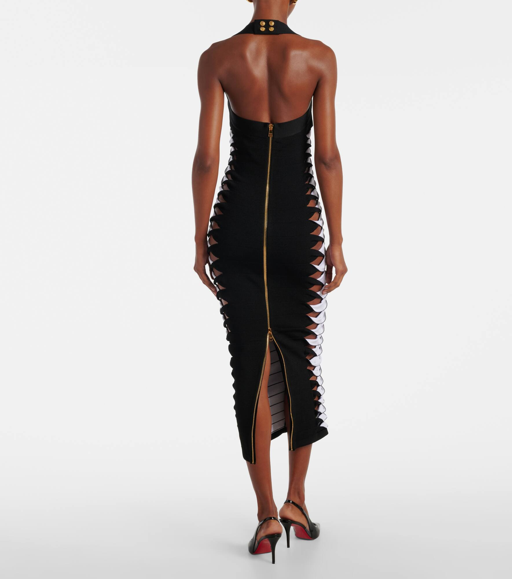 Cutout halterneck jersey midi dress - 3