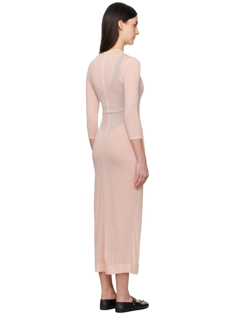Pink Fitted Ballet Mesh Column Maxi Dress 3