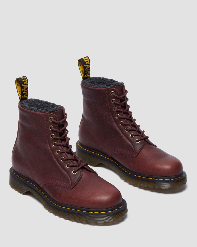 1460 Faux Fur Lined Grizzly Leather Lace Up Boots 8