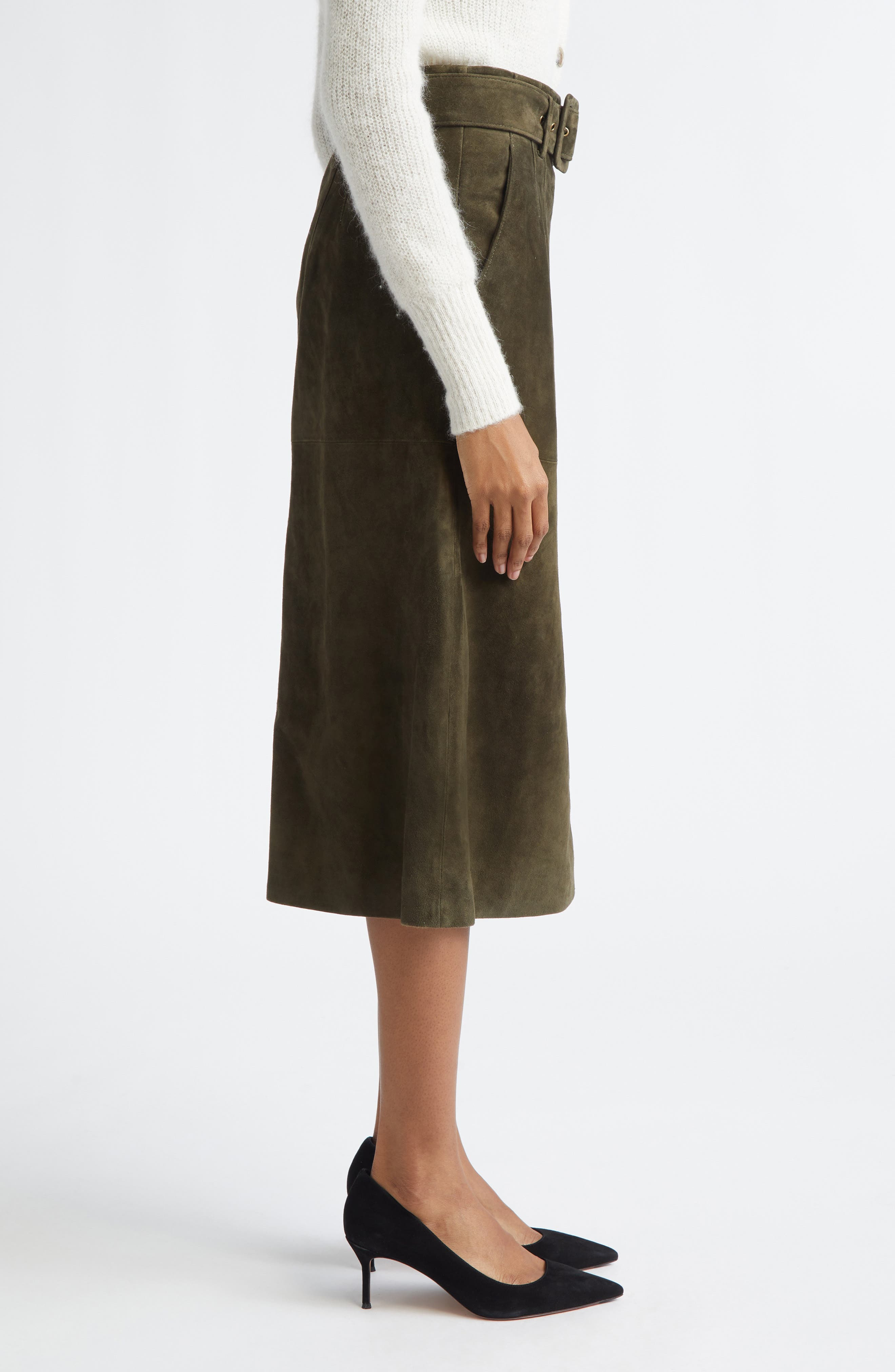Veronica Beard Alexie Suede Skirt in Cypress at Nordstrom - 4