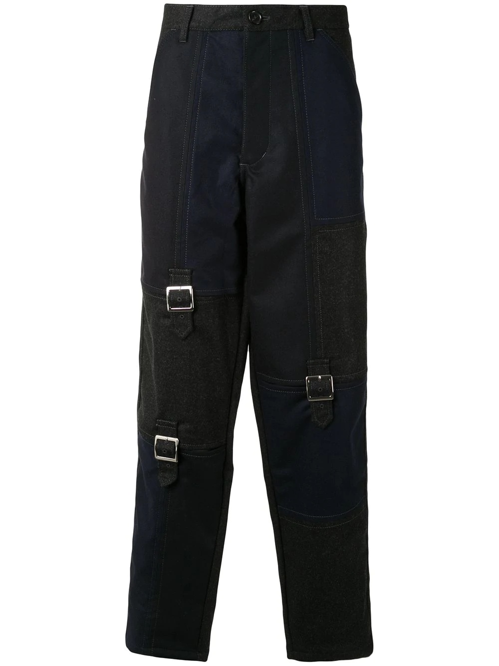 buckle-detail straight-leg trousers - 1