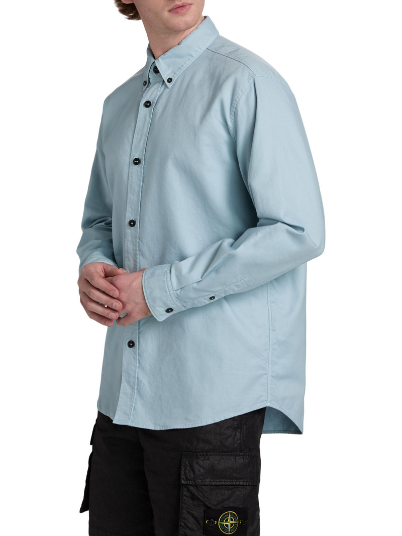 Men's Logo-Embroidered Cotton Button-Down Shirt - Dust Blue 4