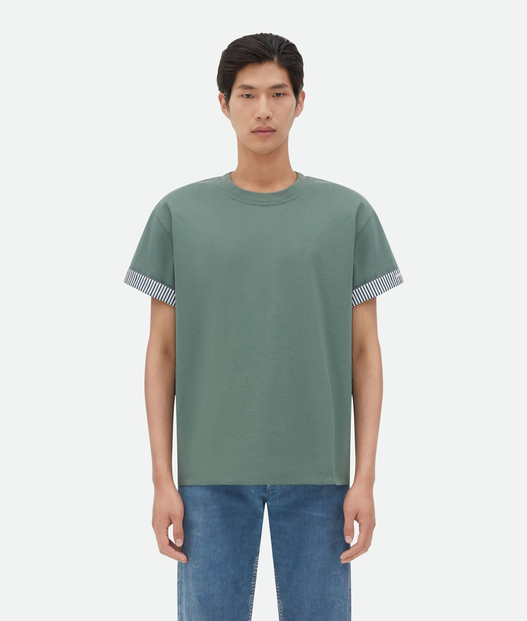 Double Layer Striped Cotton T-Shirt - 1