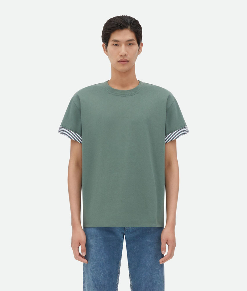 Double Layer Striped Cotton T-Shirt 1