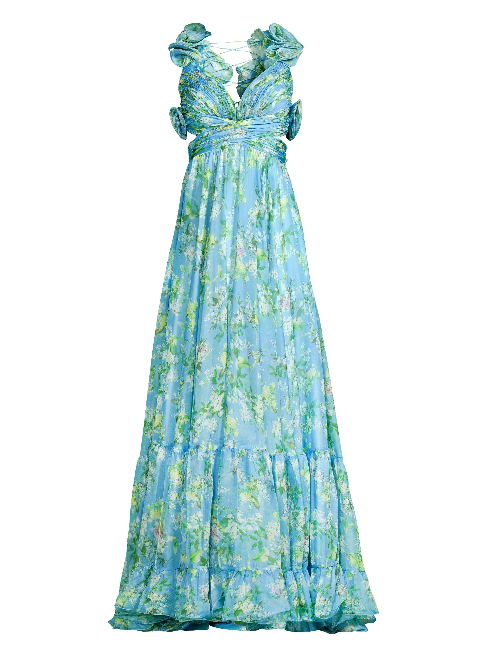 Women's Ieena Floral Chiffon Gown - Blue Multi - 1