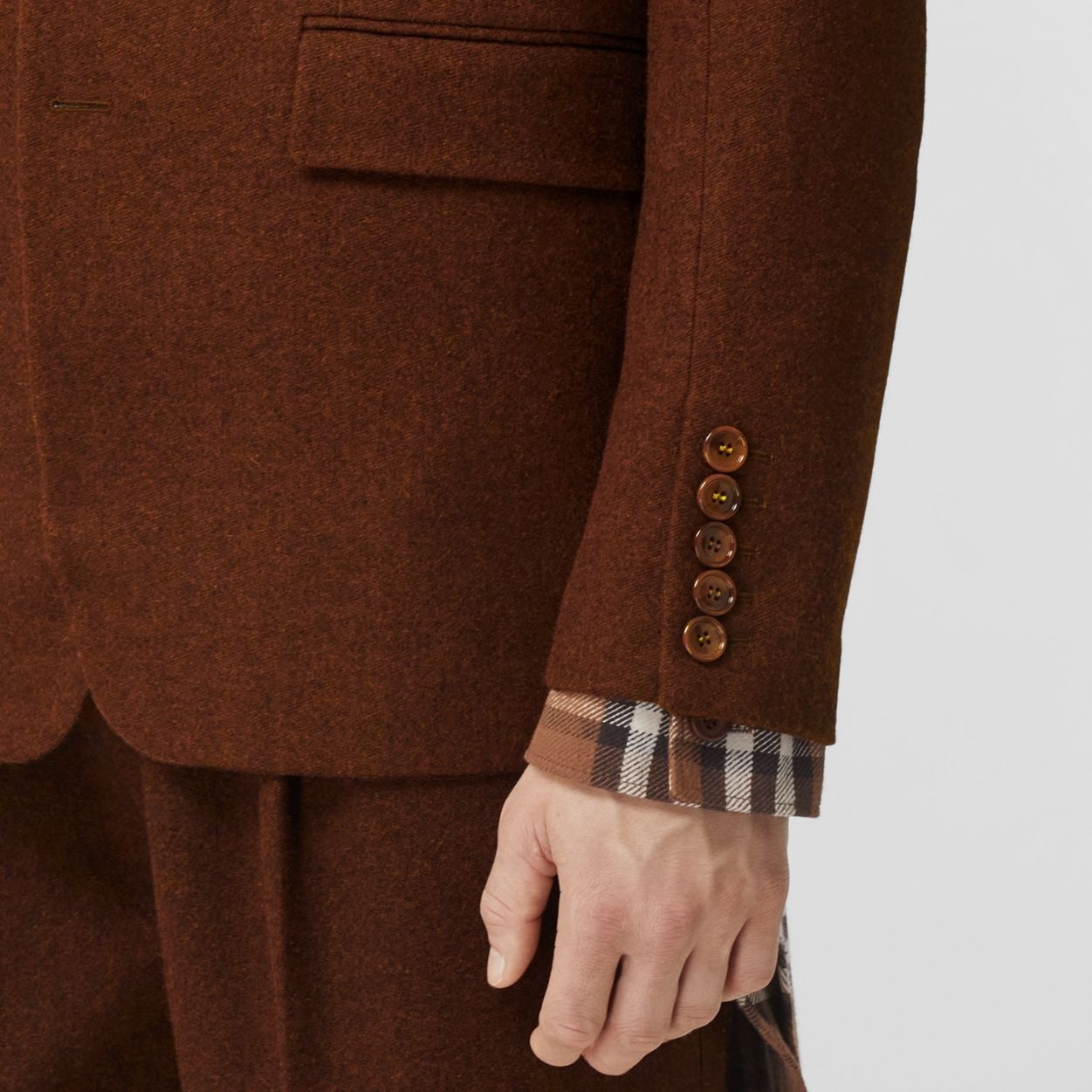 Check Detail Wool Tailored Jacket - 5
