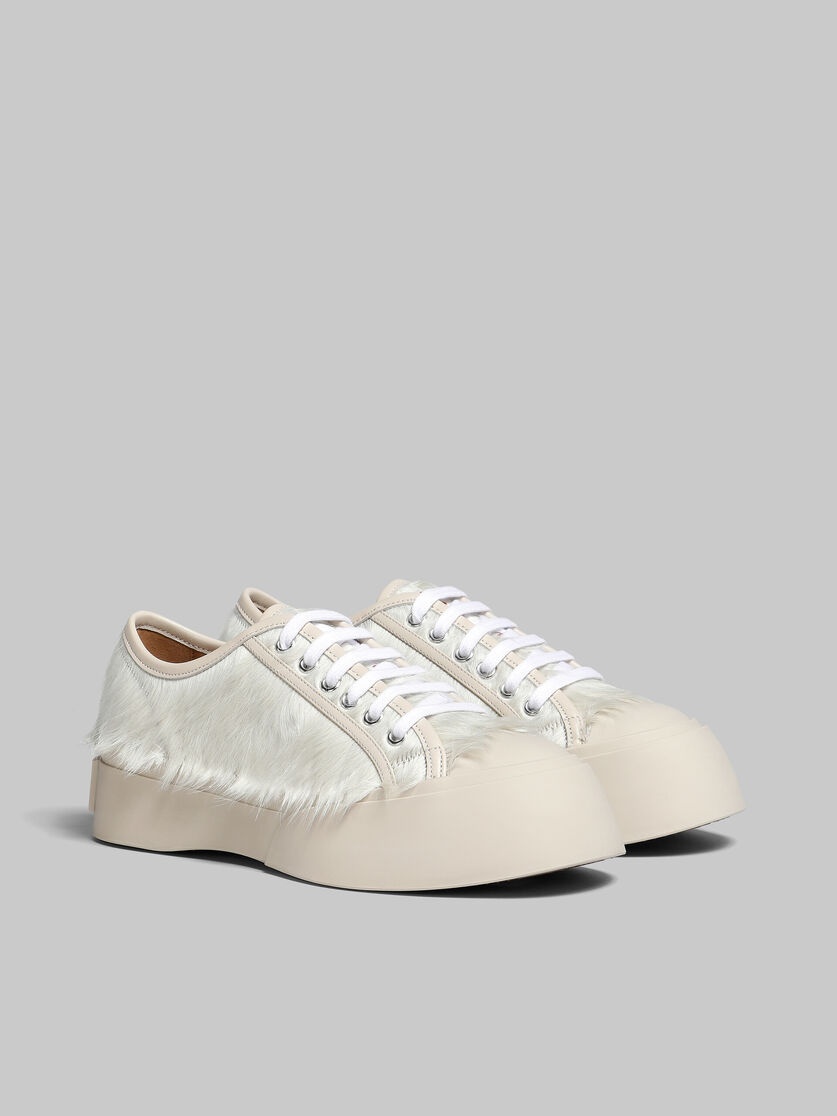 WHITE LONG-HAIR CALFSKIN PABLO LACE-UP SNEAKER - 2