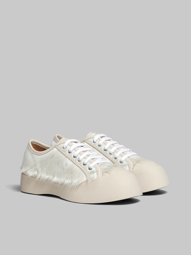 WHITE LONG-HAIR CALFSKIN PABLO LACE-UP SNEAKER 2