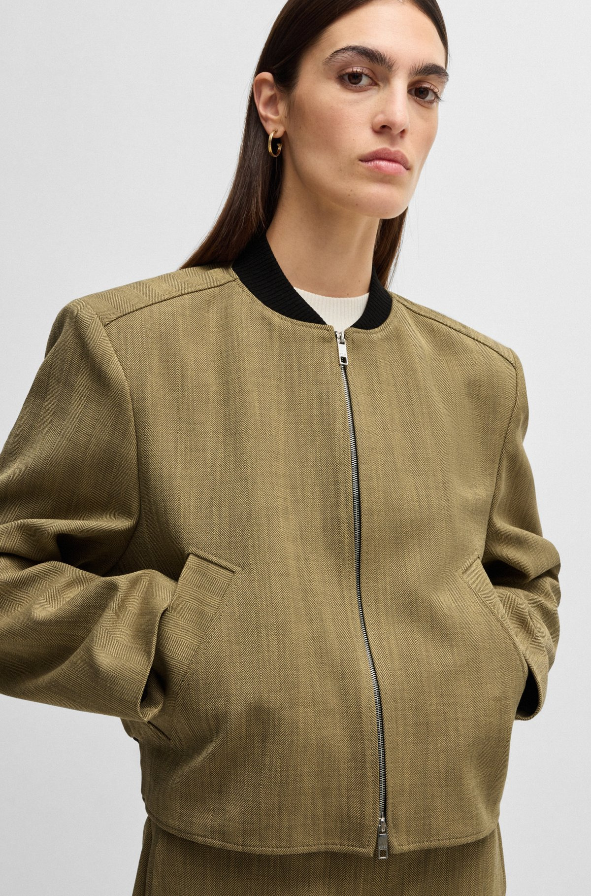 RELAXED-FIT JACKET IN HERRINGBONE STRETCH FABRIC - 5