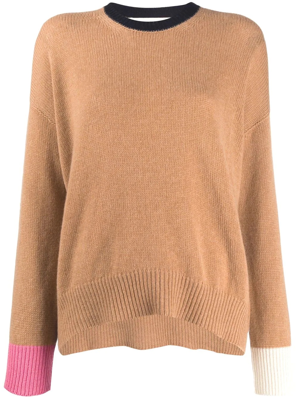 contrast sleeve knit jumper - 1