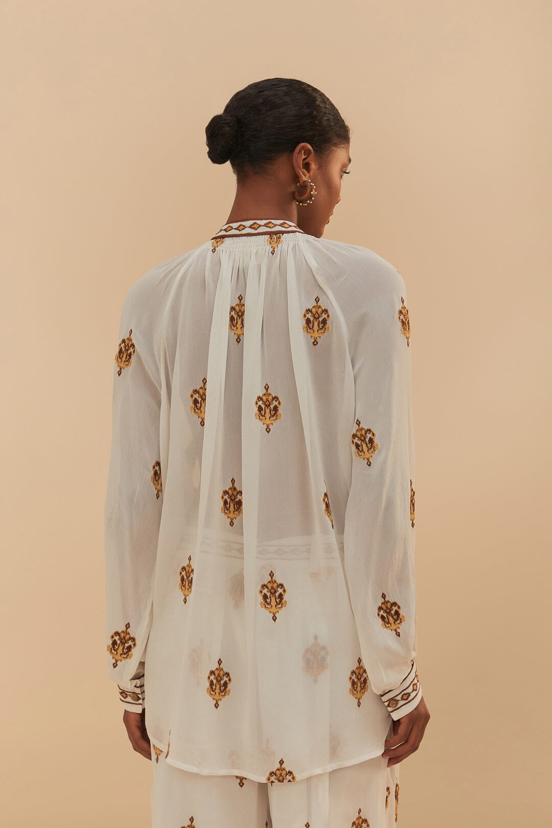Off-White Anchor Tapestry Embroidered Long Sleeve Blouse - 4