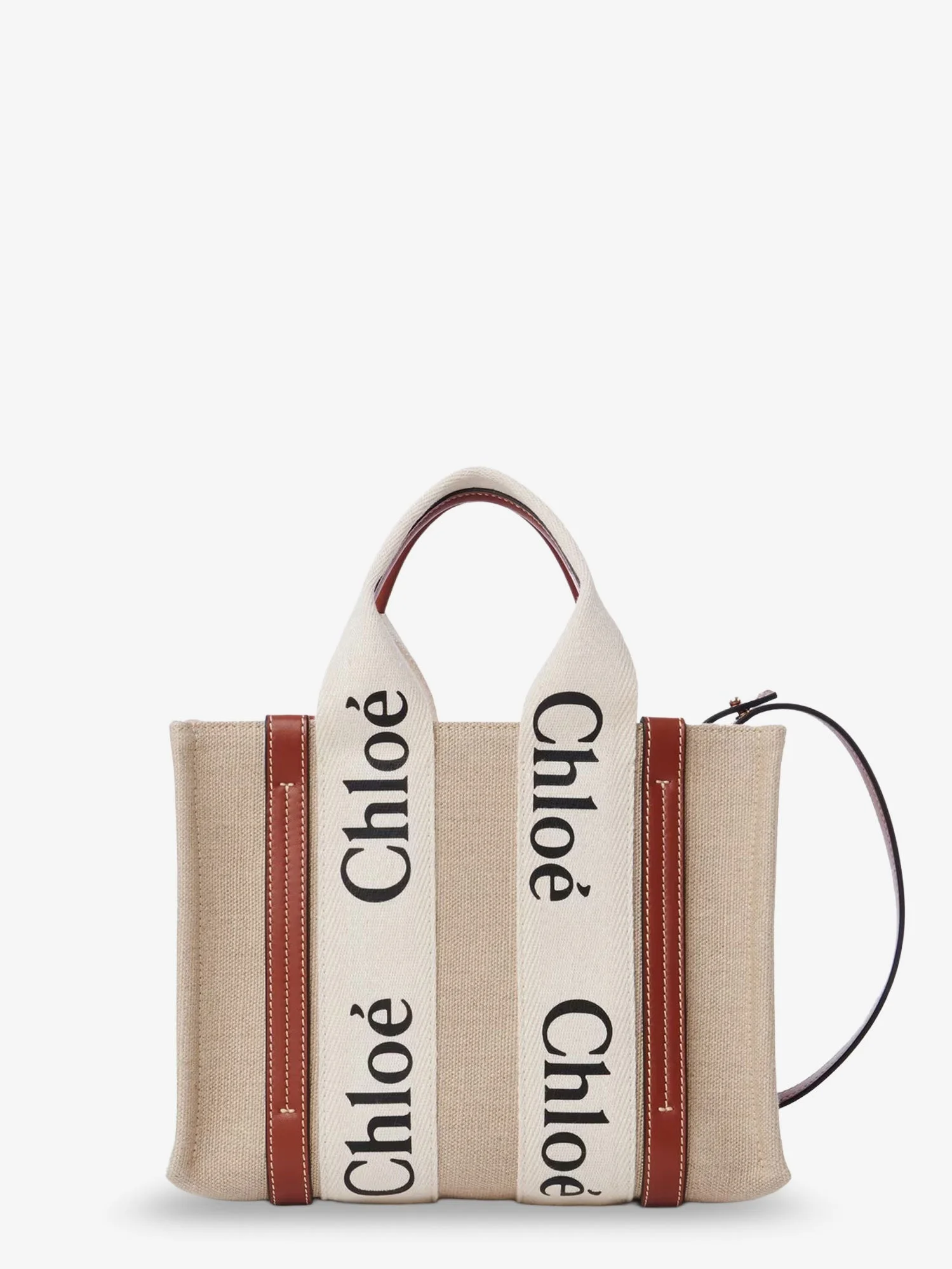 Chloe' Woody Linen And Leather Tote Bag - 1