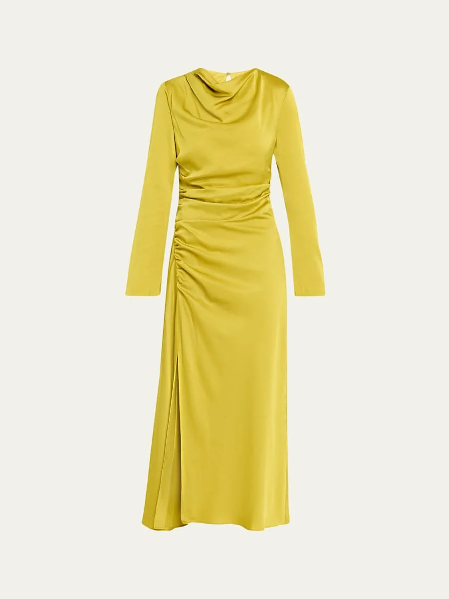 Odessa Draped Long-Sleeve Midi Dress - 1