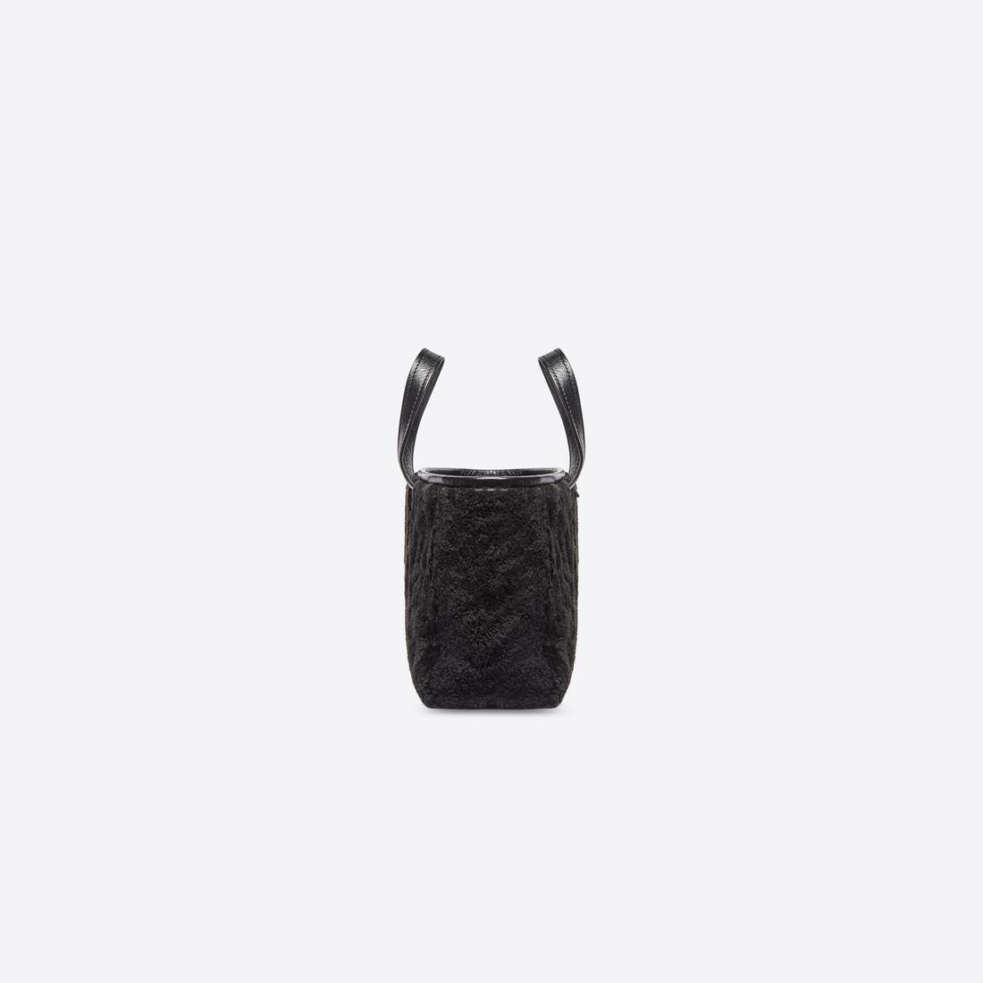 Women's Barbes Small East-west Shopper Bag In Shearling in Black - 3