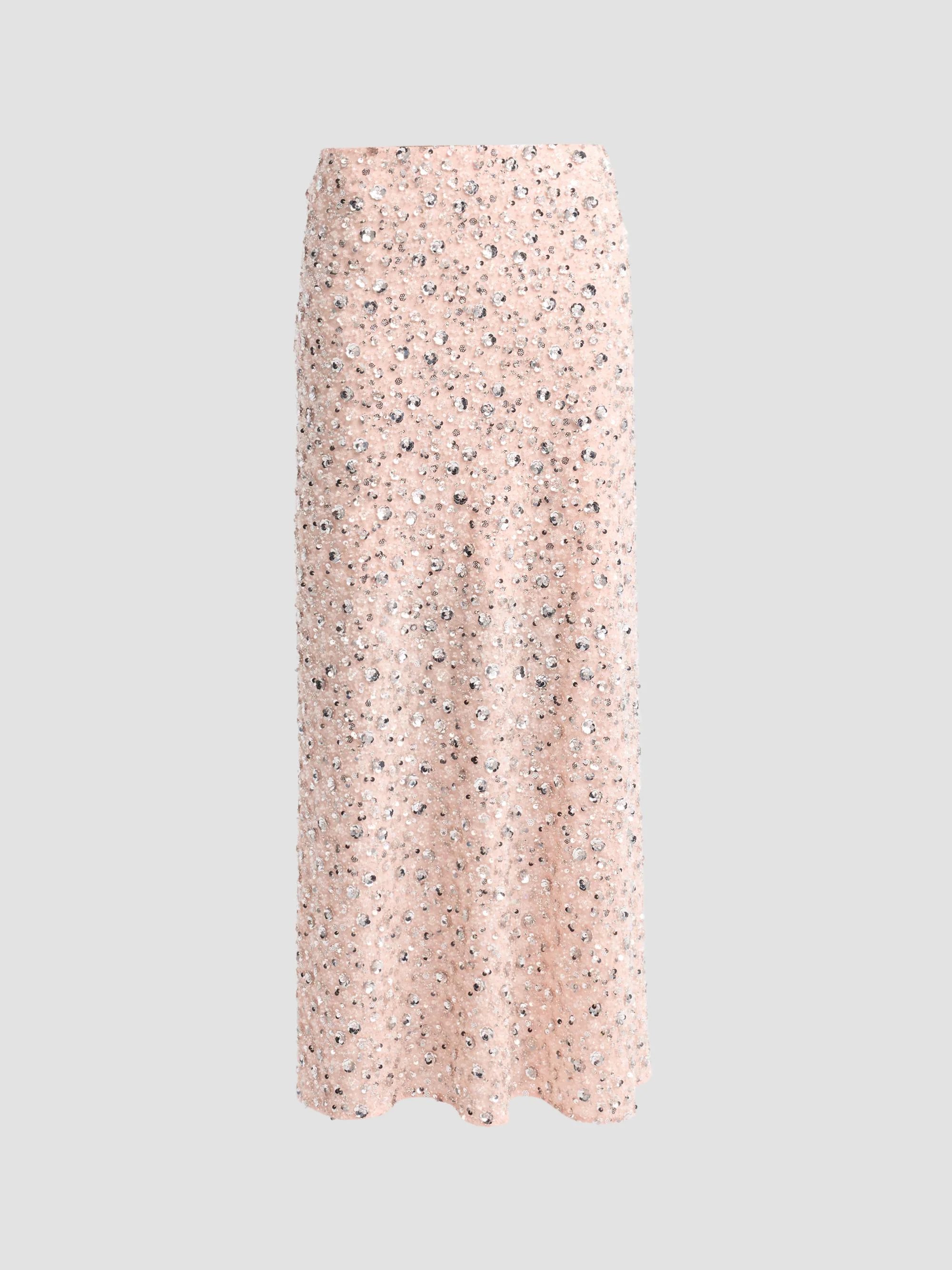 Women's Embellished Maxi Skirt - Light Flower Embroidery - 1