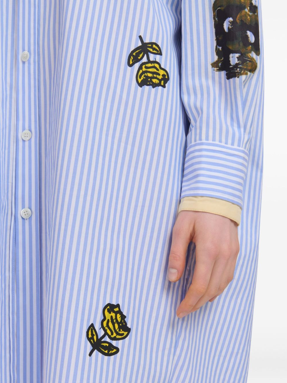 graphic-patches striped shirt dress - 6