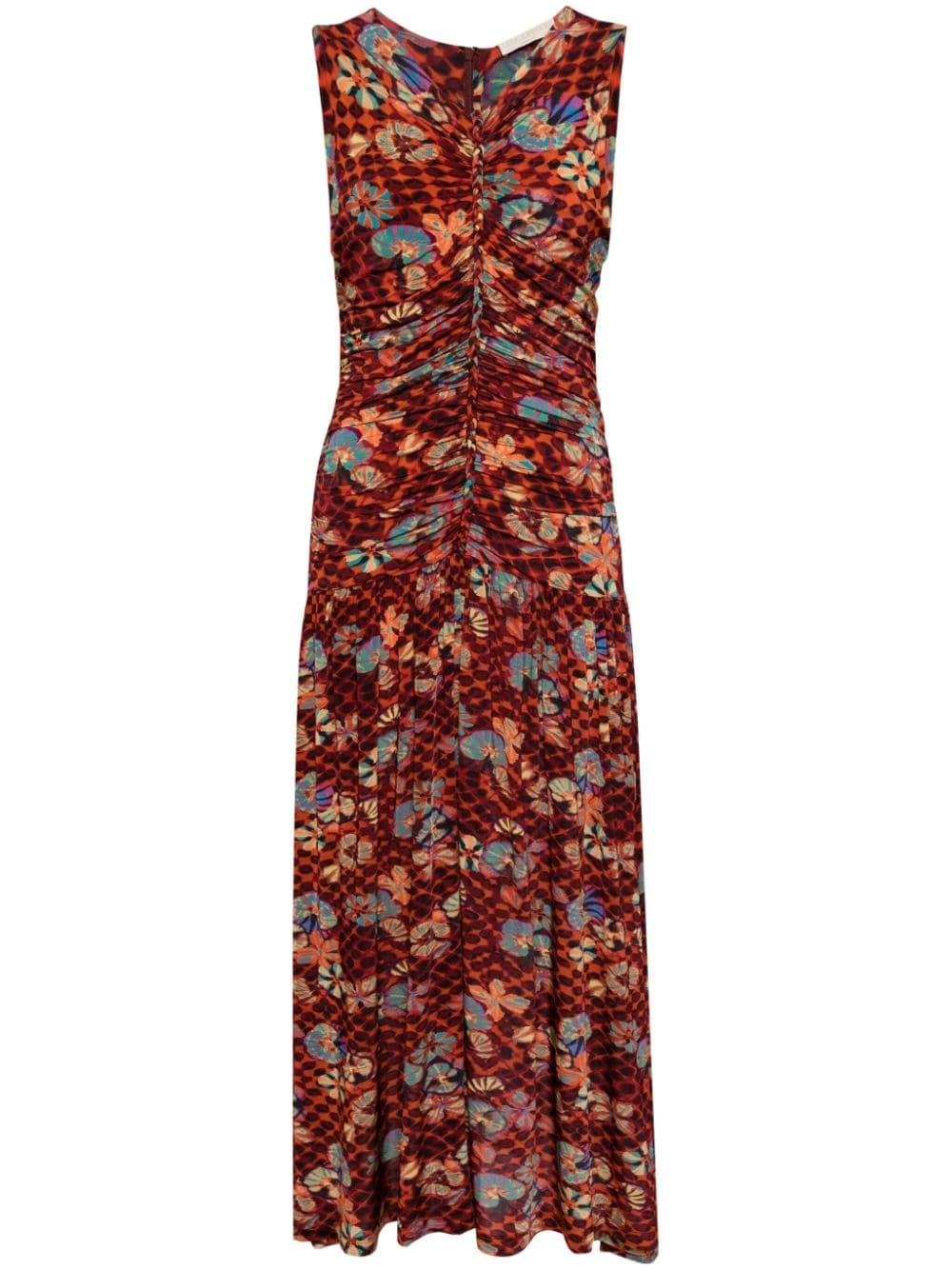 floral-print draped dress - 1