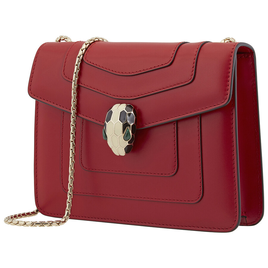 Bvlgari Serpenti Forever Leather Crossbody Bag- Red - 2