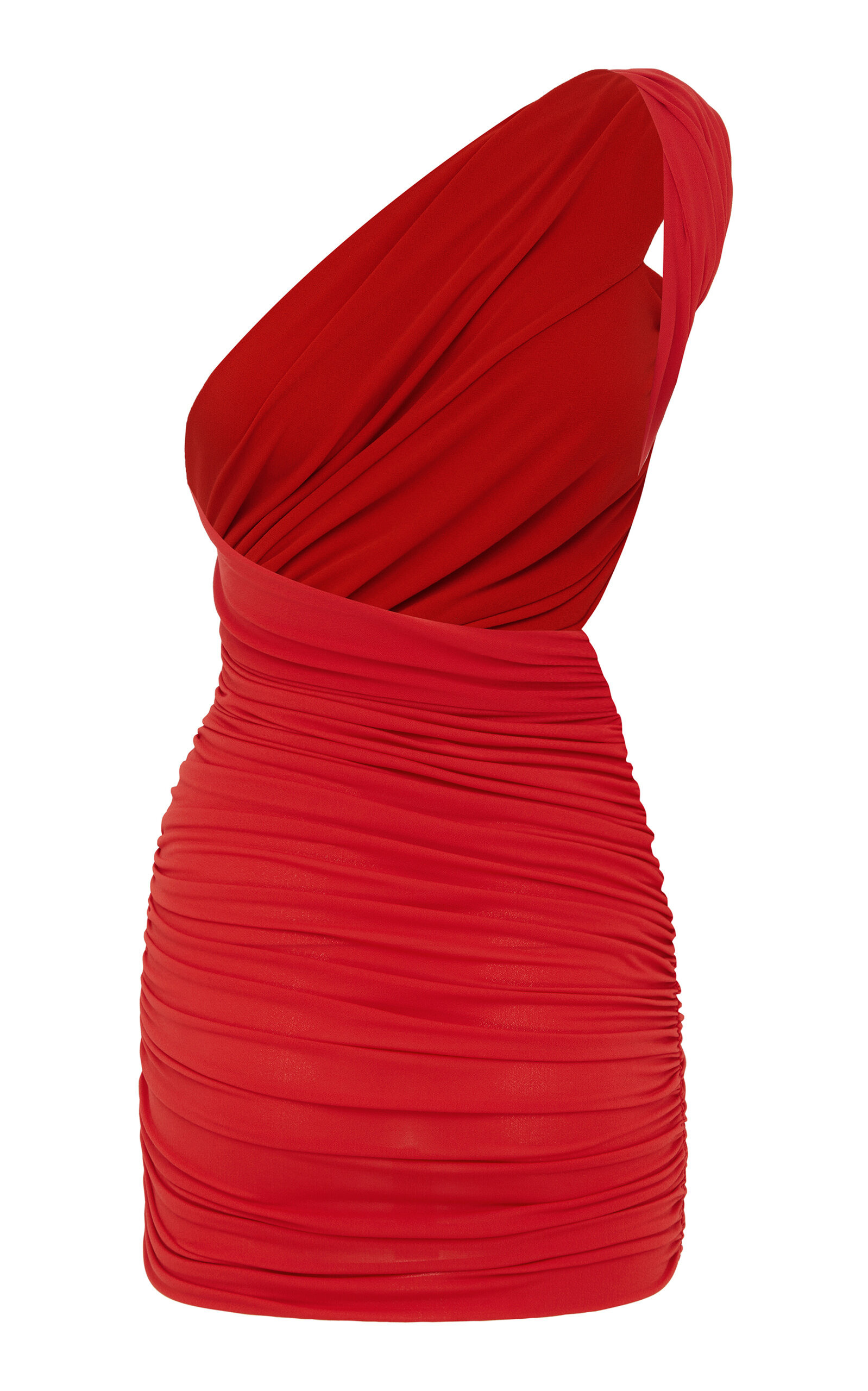 Asymmetric Crepe-Jersey Mini Dress red - 3