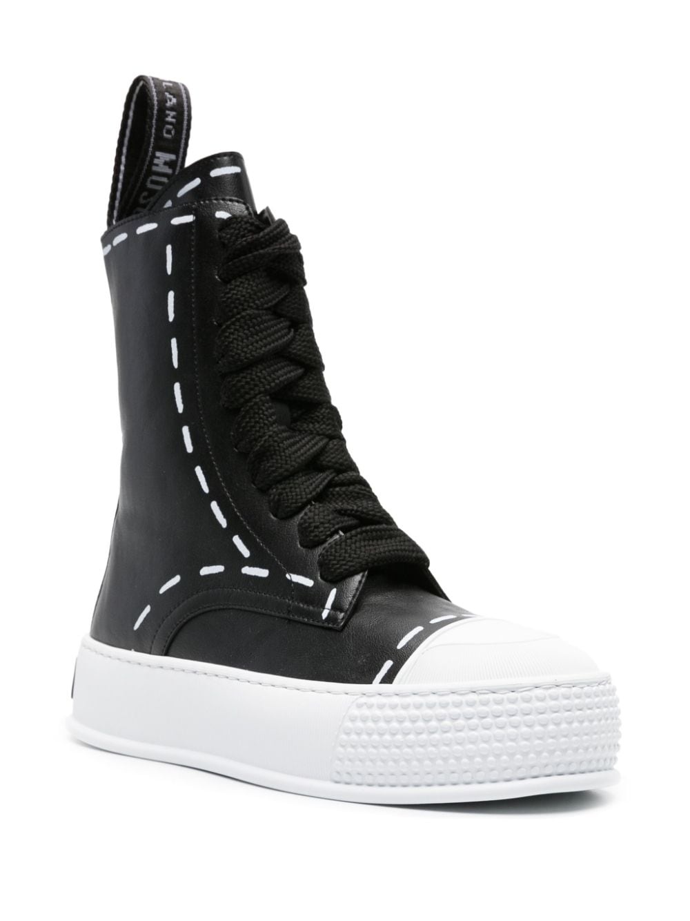 stitching-print high-top sneakers - 2