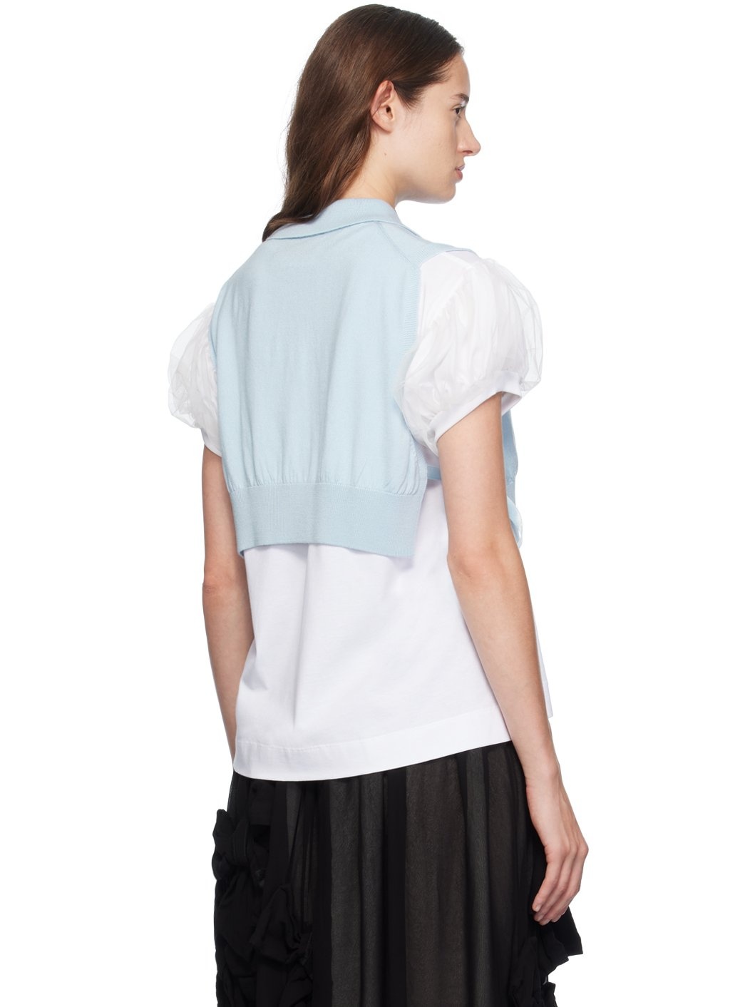 Blue Embellished Knit Vest - 3