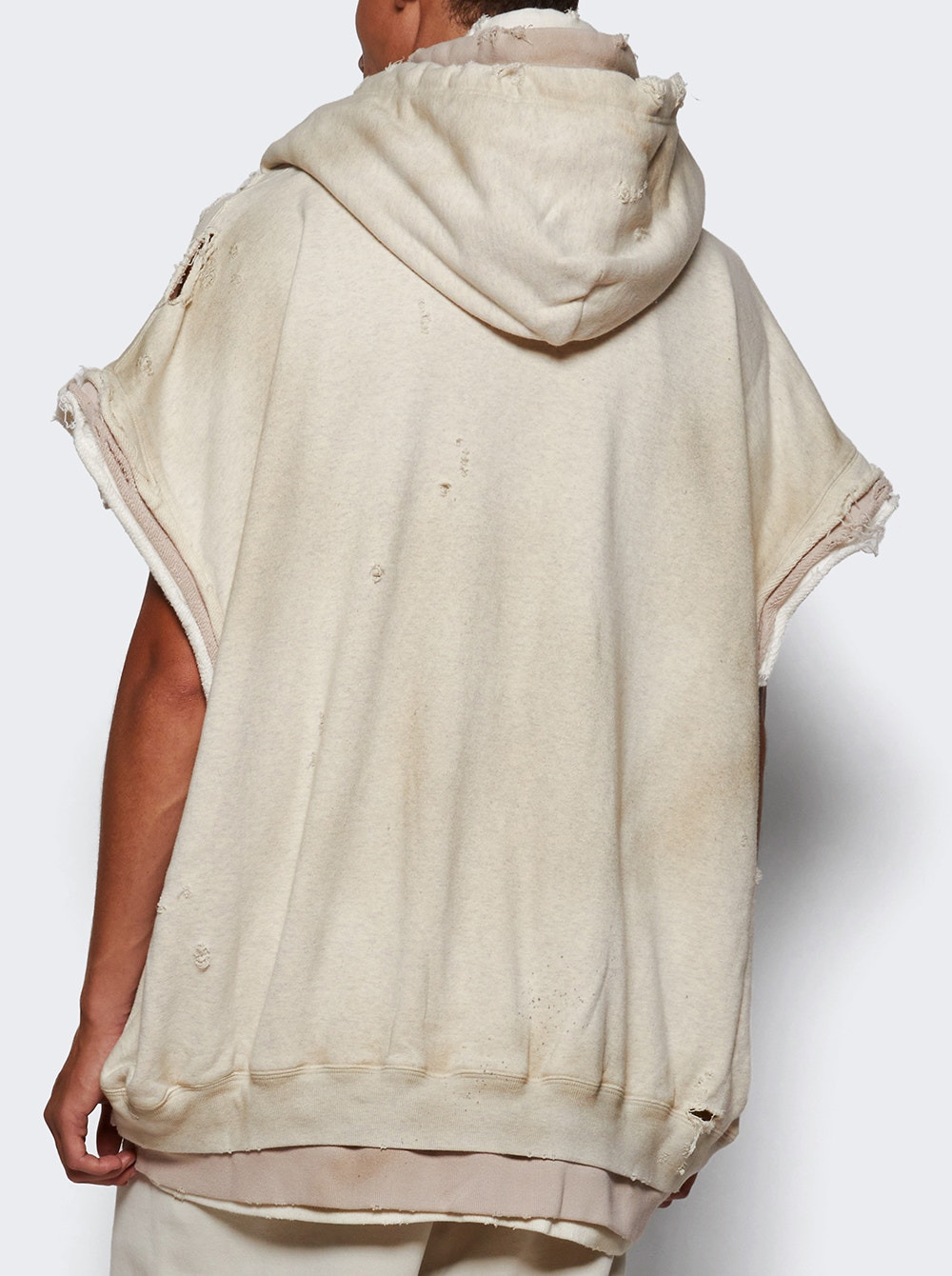 Triple Layered No Sleeve Parka White - 4