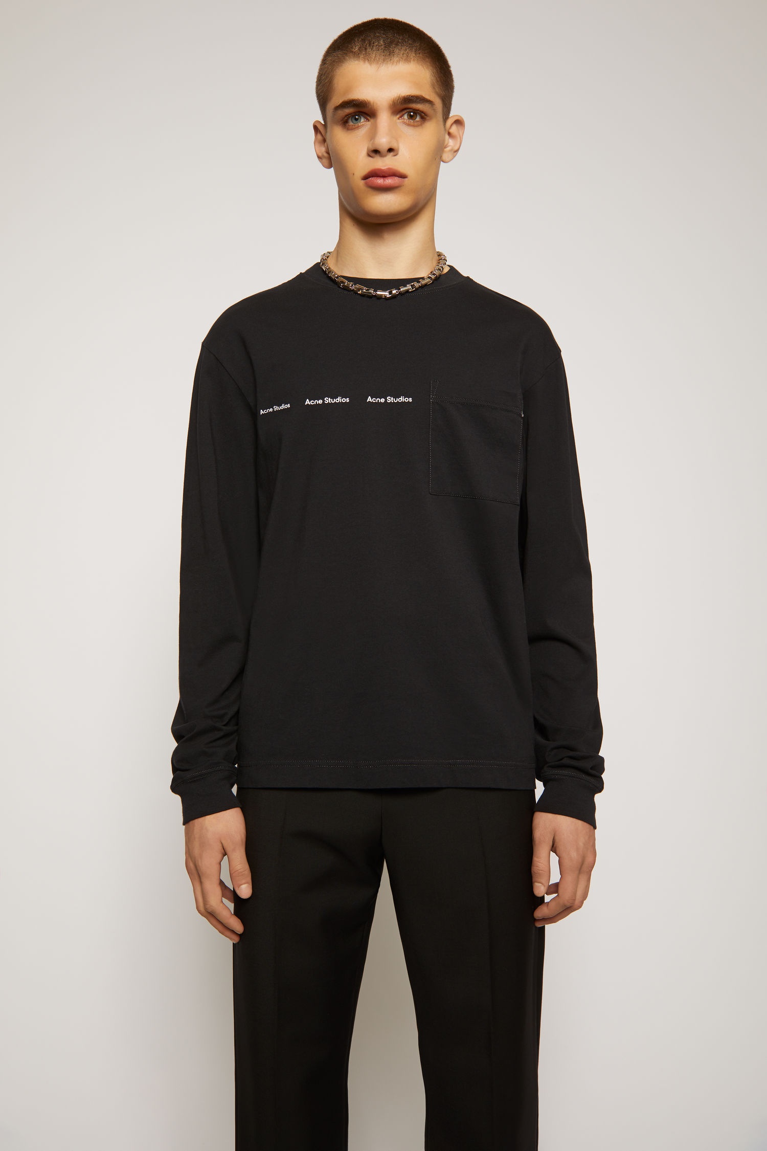 Long sleeved logo print t-shirt black - 2