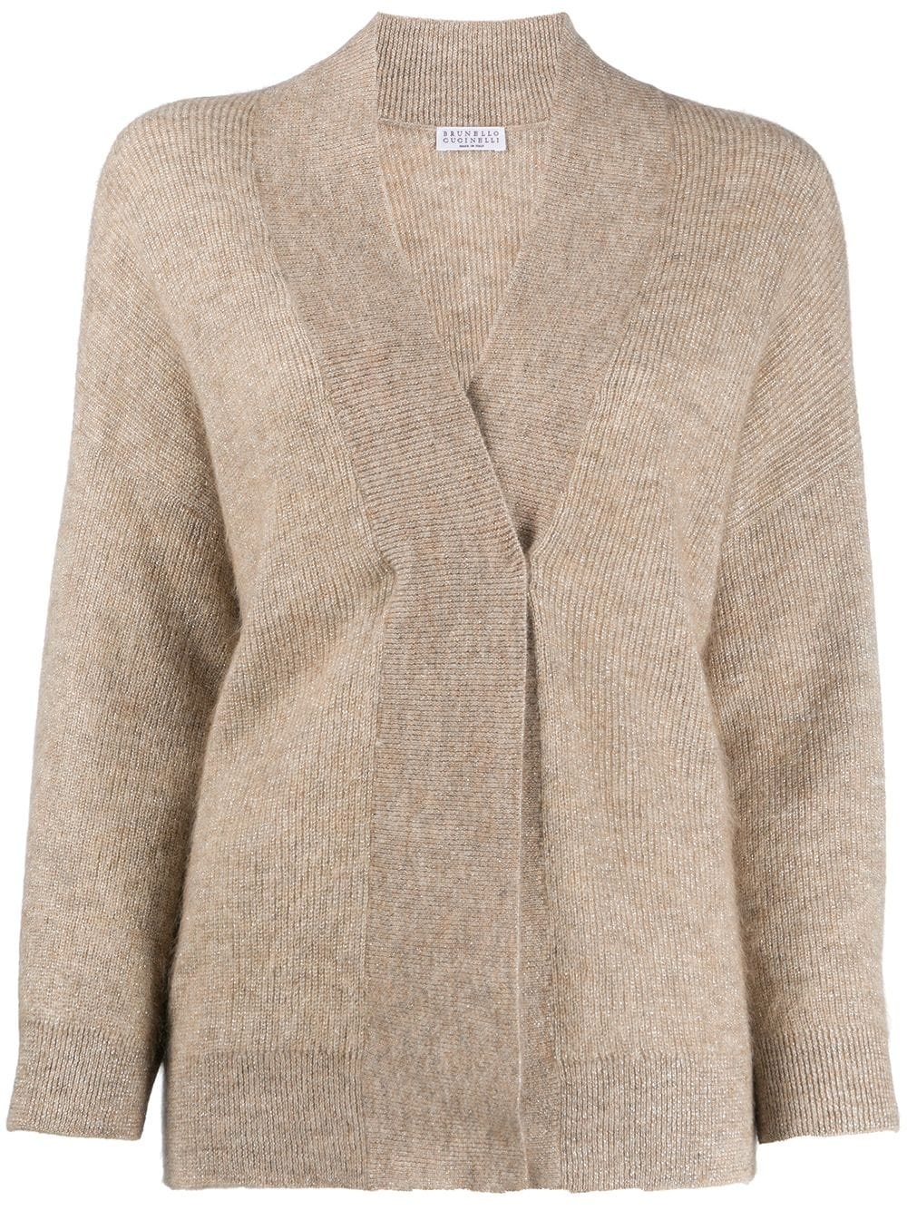 oversized metallic thread detail cardigan - 1