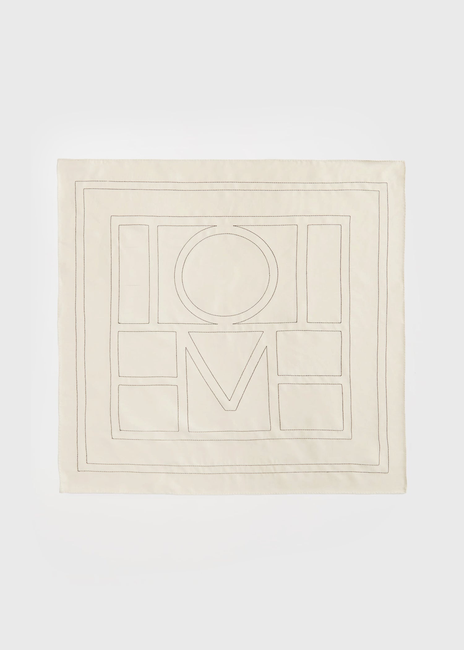 Embroidered monogram silk scarf creme - 3