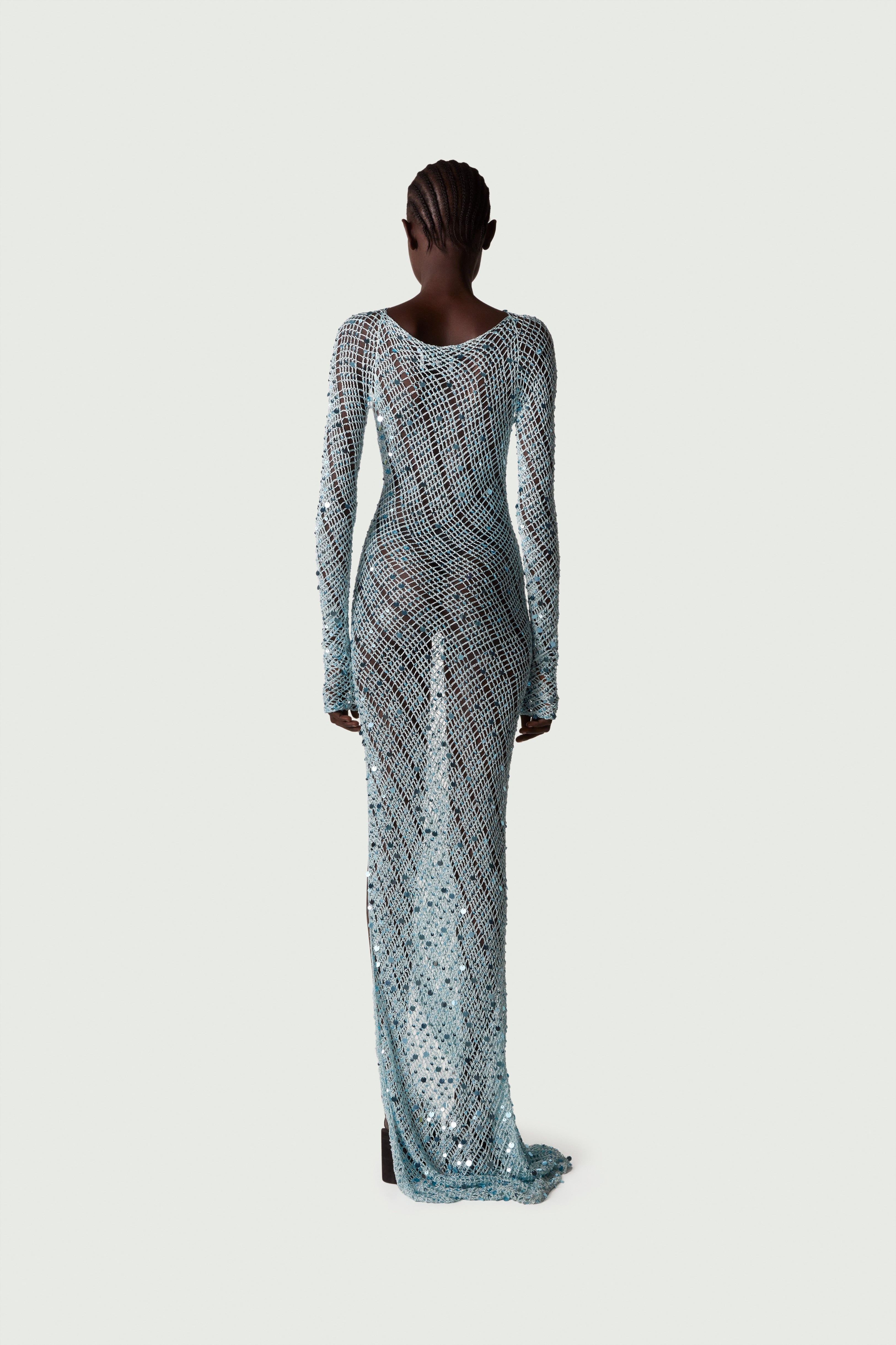 Sequin Crochet Cut-Out Maxi Dress - 4