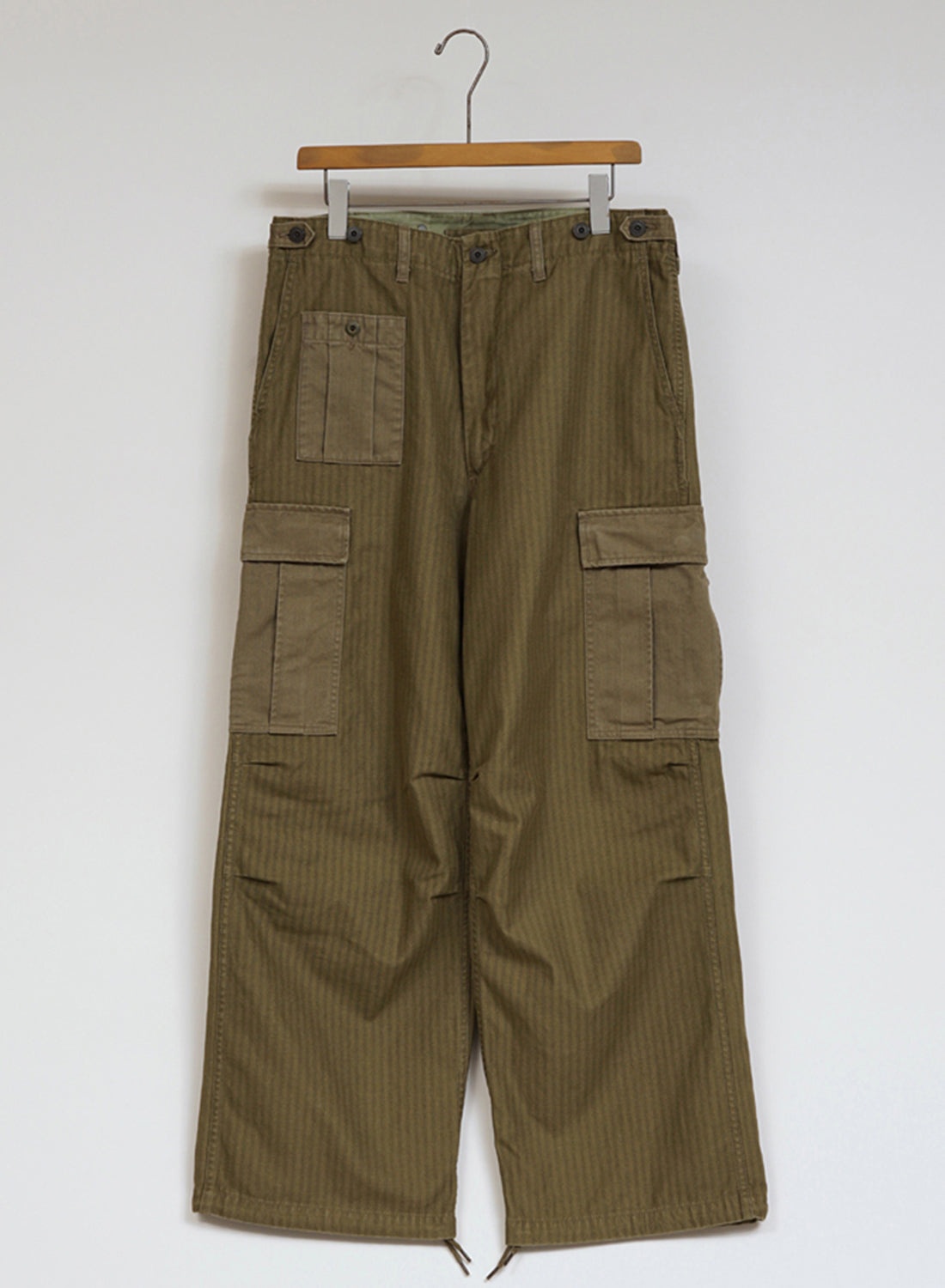 Army Cargo Pant Nano Pigment Herringbone Twill in Green - 1