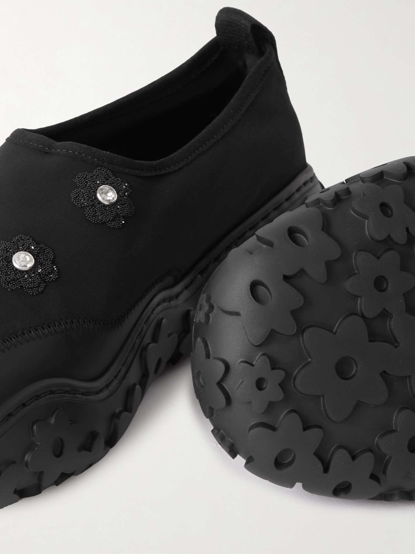Glam embellished rubber-trimmed neoprene slip-on sneakers - 4
