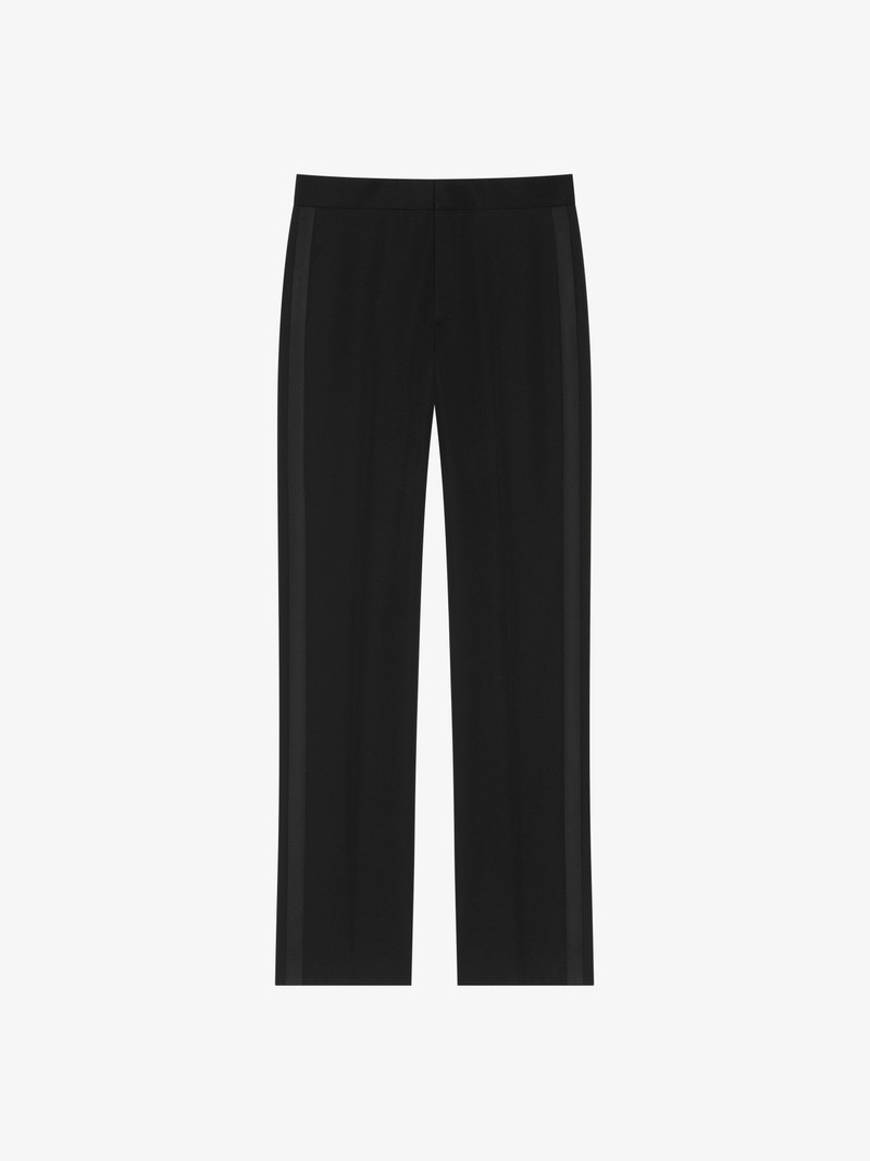 SLIM FIT TAILORED PANTS IN WOOL WITH SATIN DETAILS 1