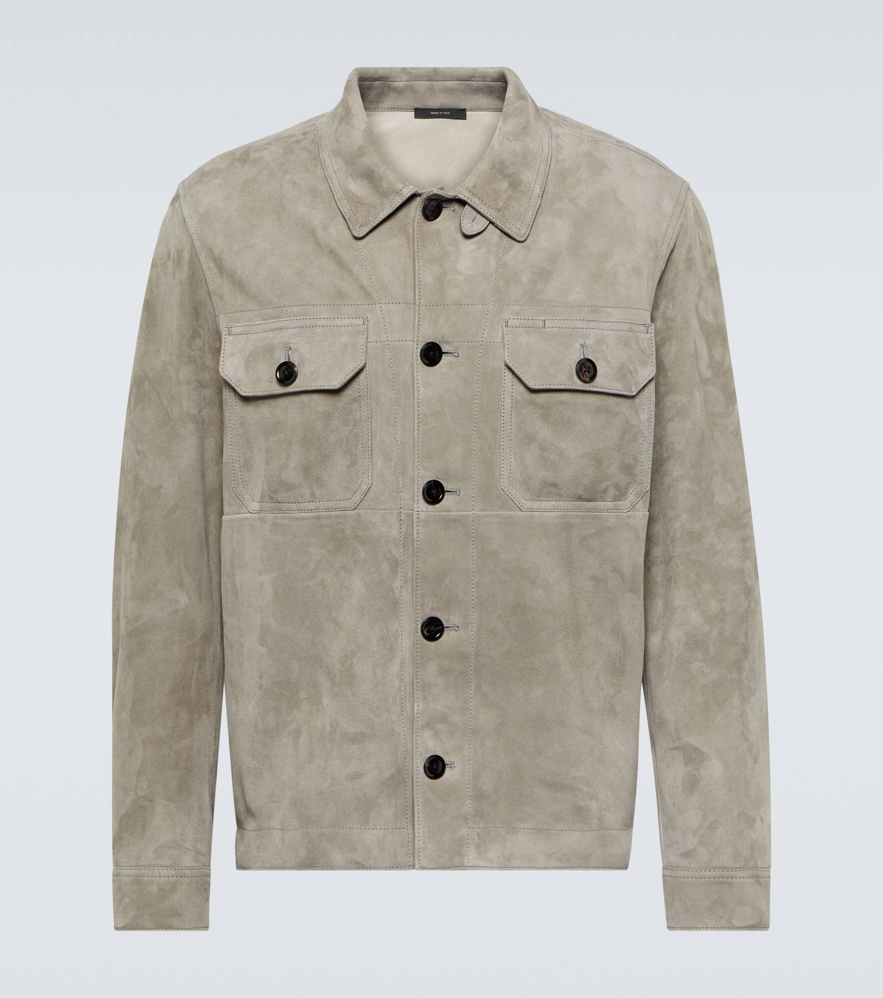 Single-breasted suede overshirt - 1