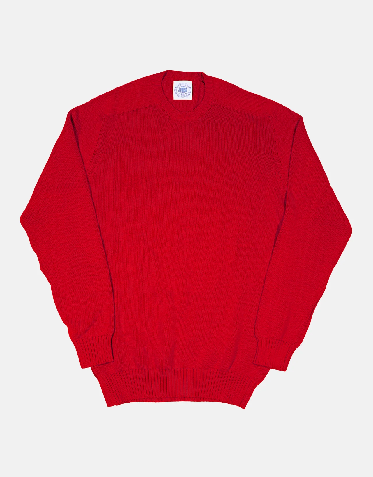 MADE-IN-SCOTLAND RED COTTON CREWNECK SWEATER - 1