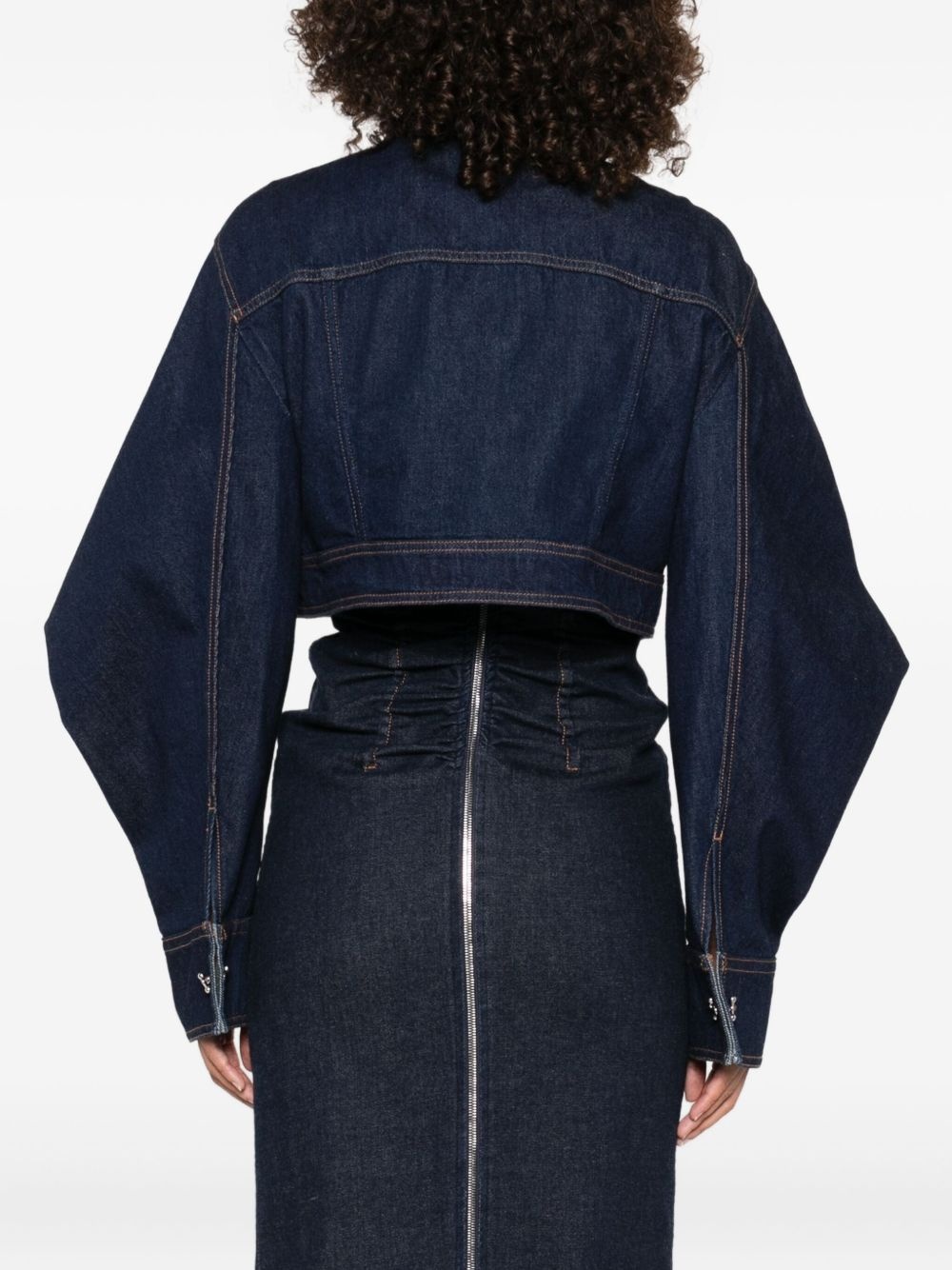 curved-sleeve denim jacket - 4