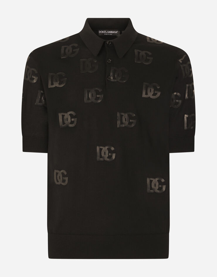 Short-sleeved wool jacquard polo-shirt with DG detailing - 3