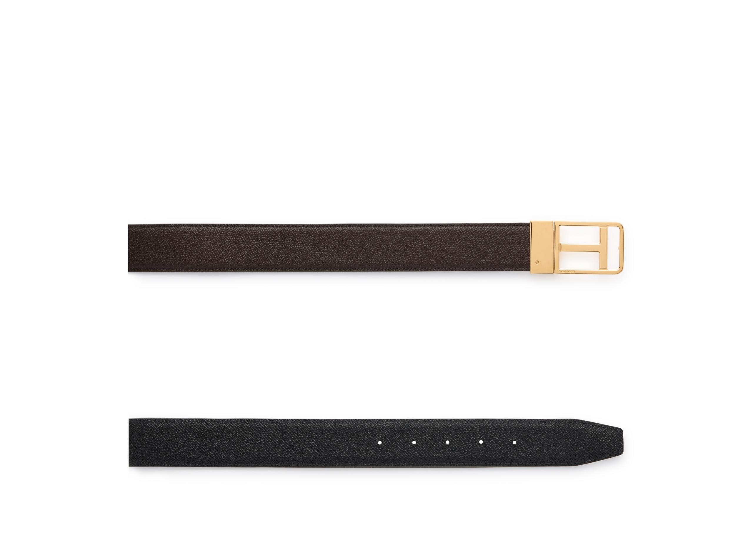 SMALL GRAIN LEATHER REVERSIBLE FRAMED T BELT - 2