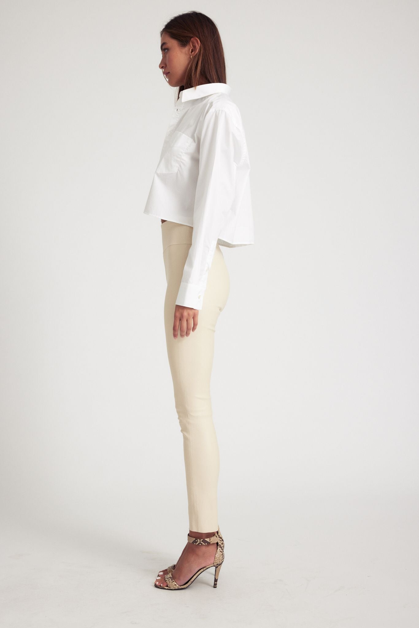 WHITE CROPPED BUTTON DOWN - 7