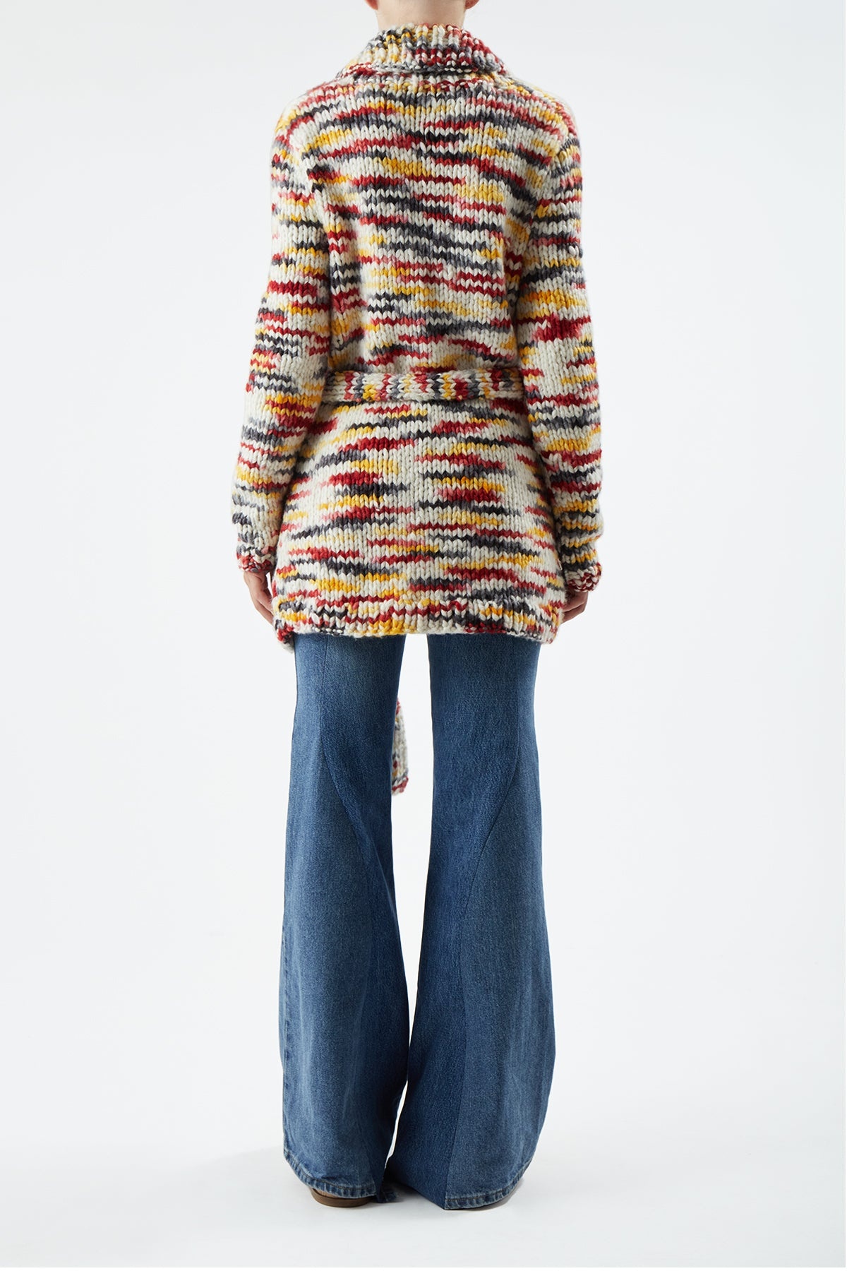 Moses Knit Cardigan in Space Dye Jewel Multi Welfat Cashmere - 4