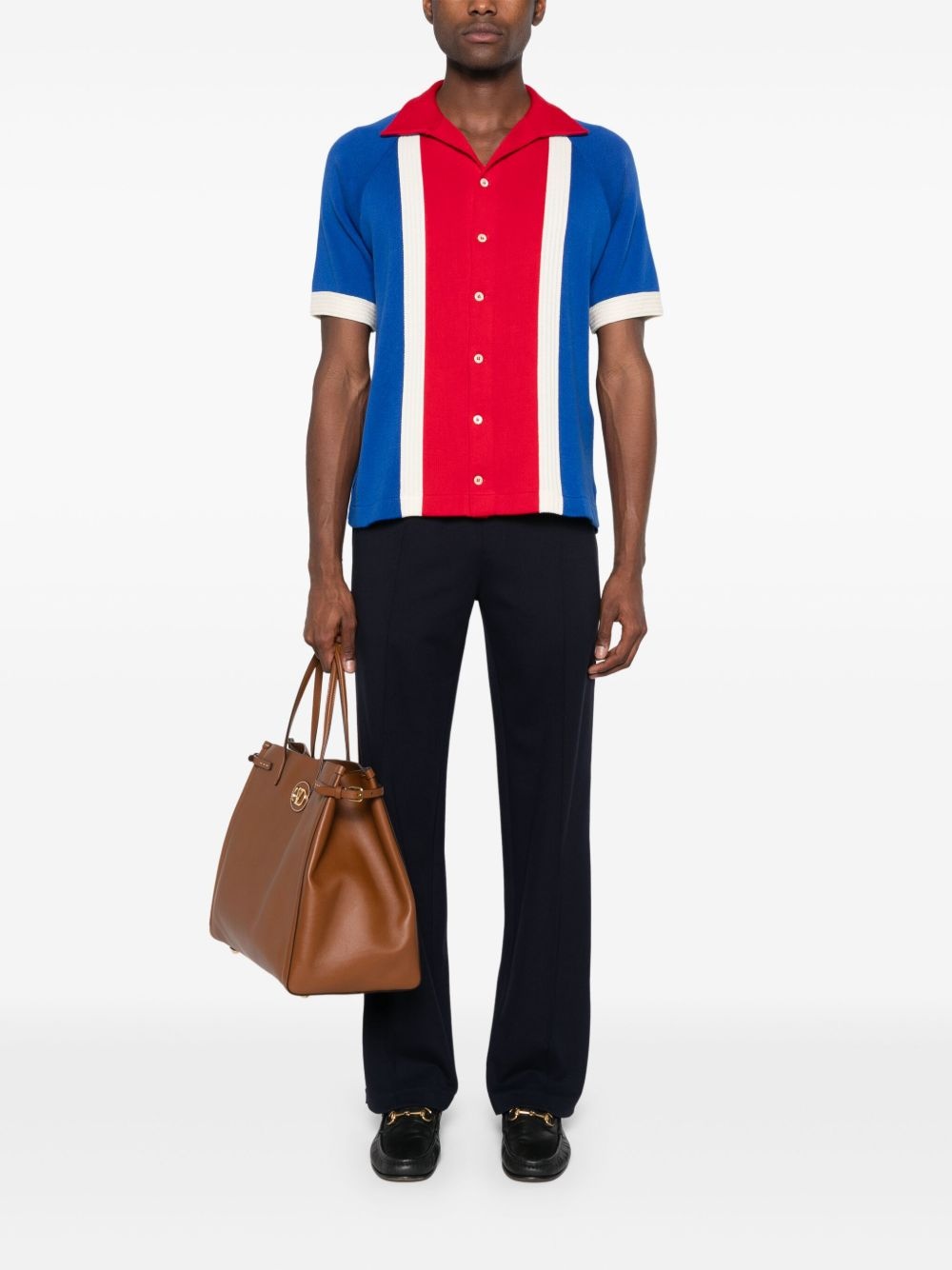 contrasting-trim trousers - 2