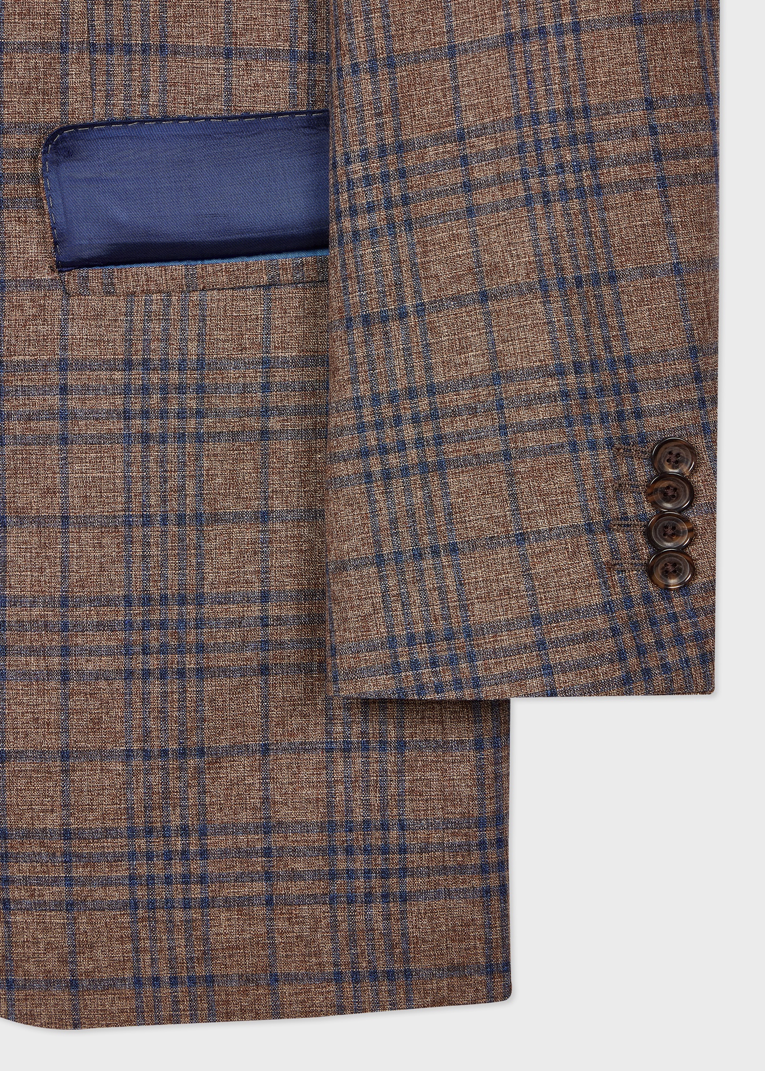 The Bloomsbury - Easy-Fit Brown Cotton-Linen Check Blazer - 4