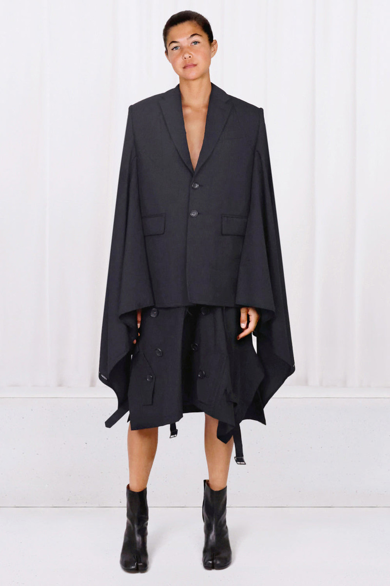 Junya Watanabe OVERSIZED CAPE SLEEVE BLAZER | BLACK/WHITE outlook