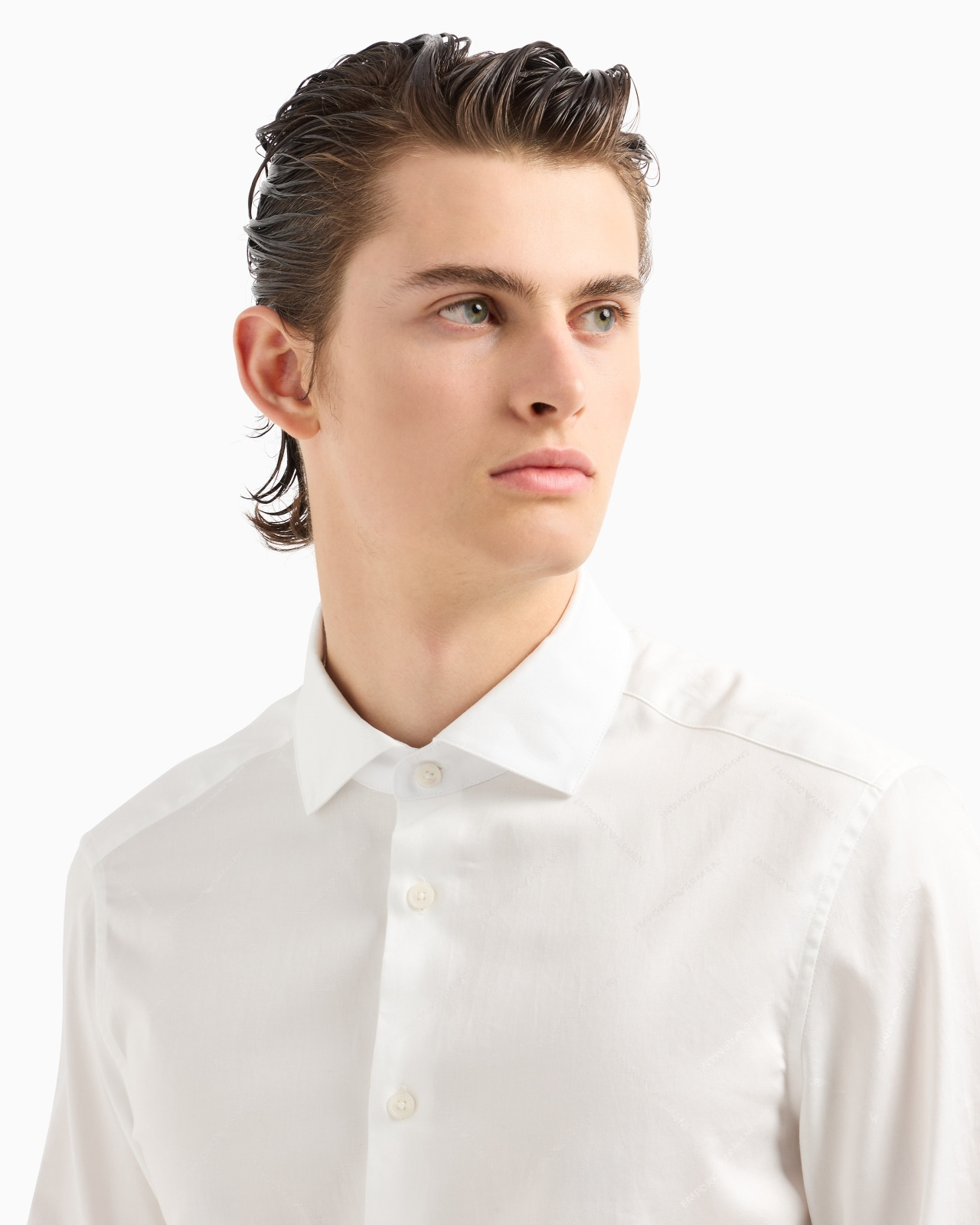 Cotton shirt with all-over jacquard logo lettering - 5