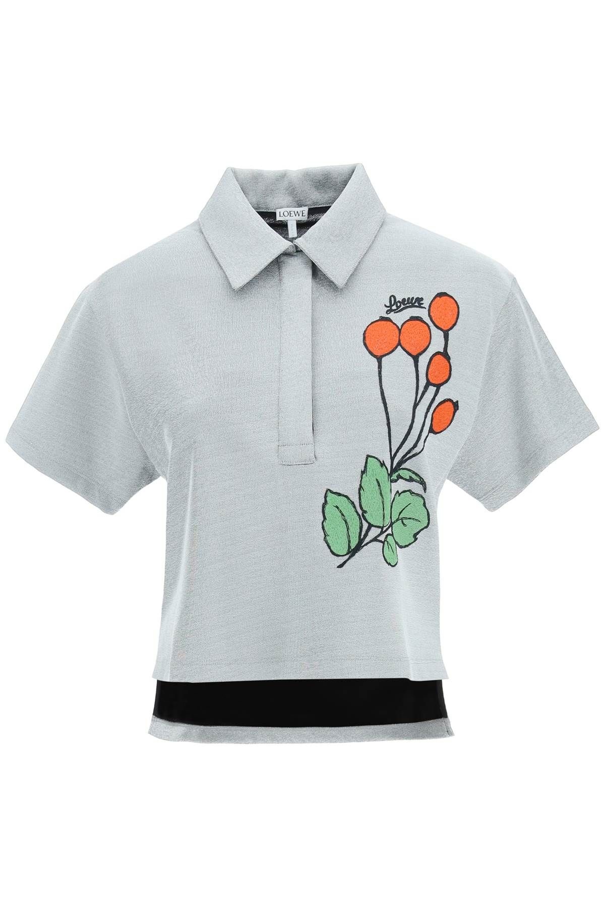 LUREX SHORT POLO SHIRT WITH EMBROIDERY - 1