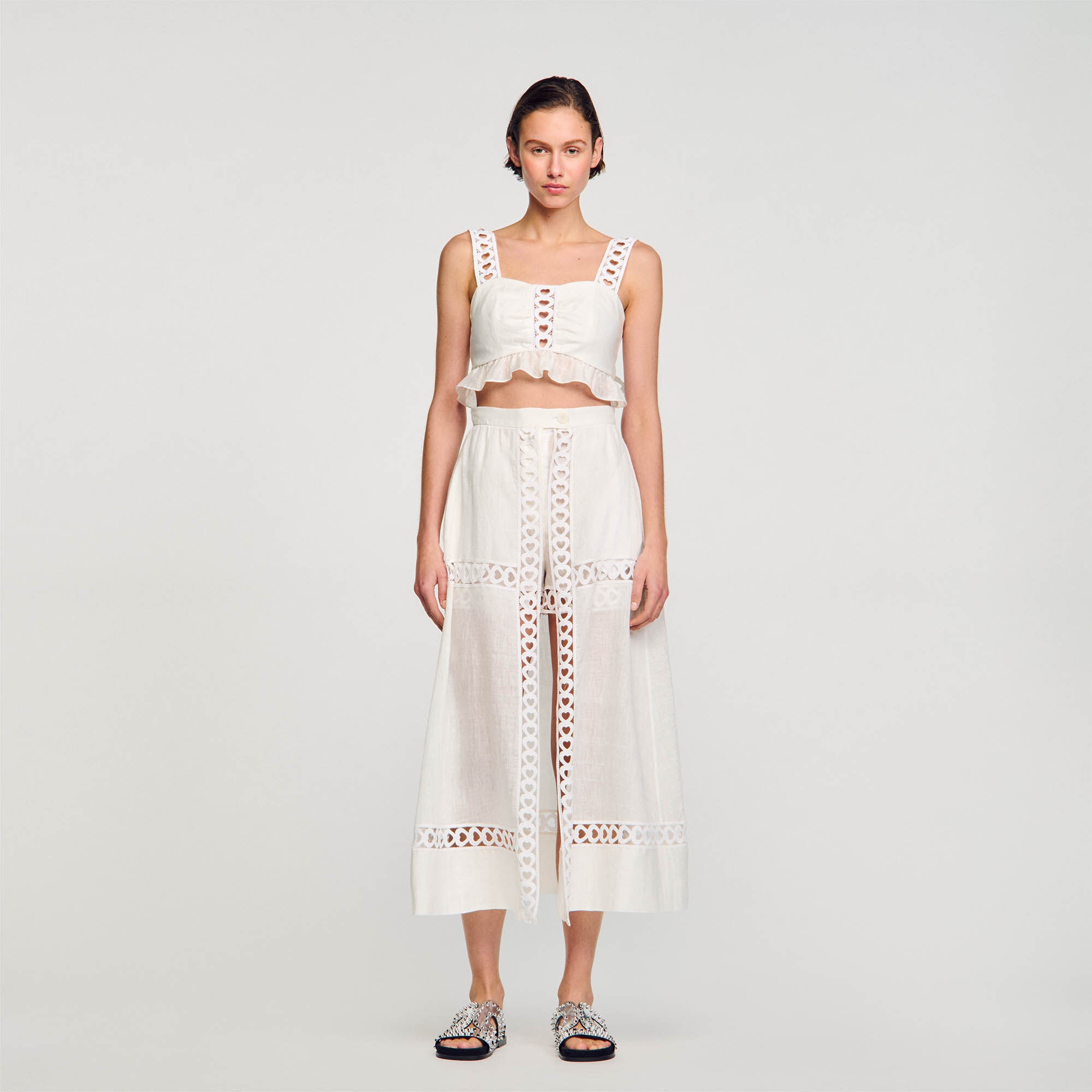 LONG LINEN-BLEND SKIRT WITH SHORTS - 3