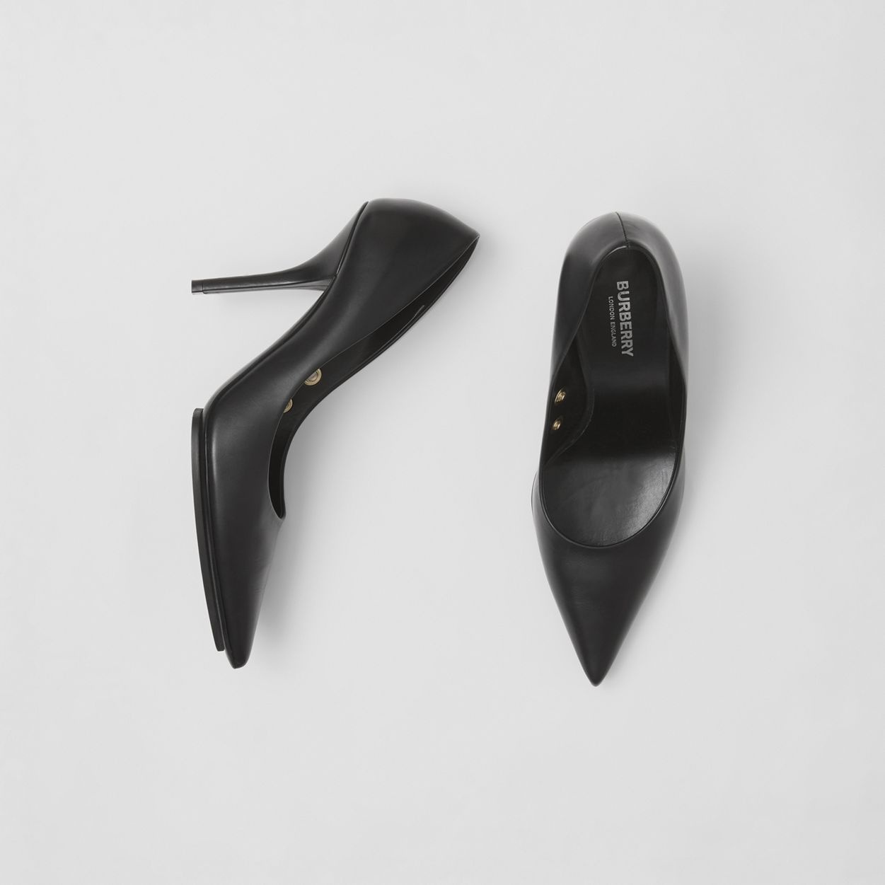 Eyelet Detail Leather Point-toe Pumps - 6
