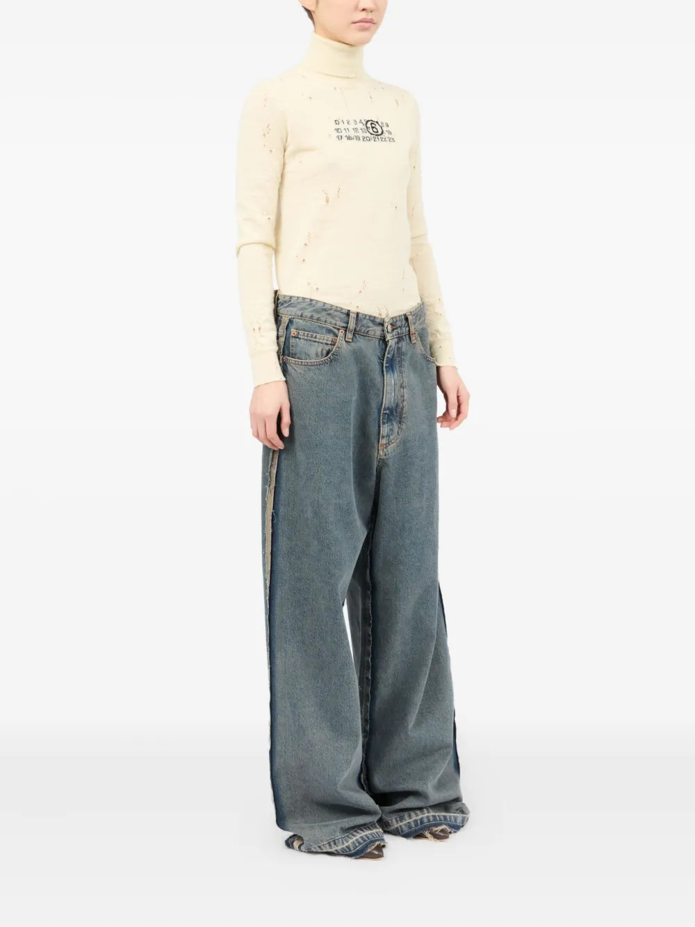 MM6 Maison Margiela - Men Cotton Wide-Leg Jeans - 2
