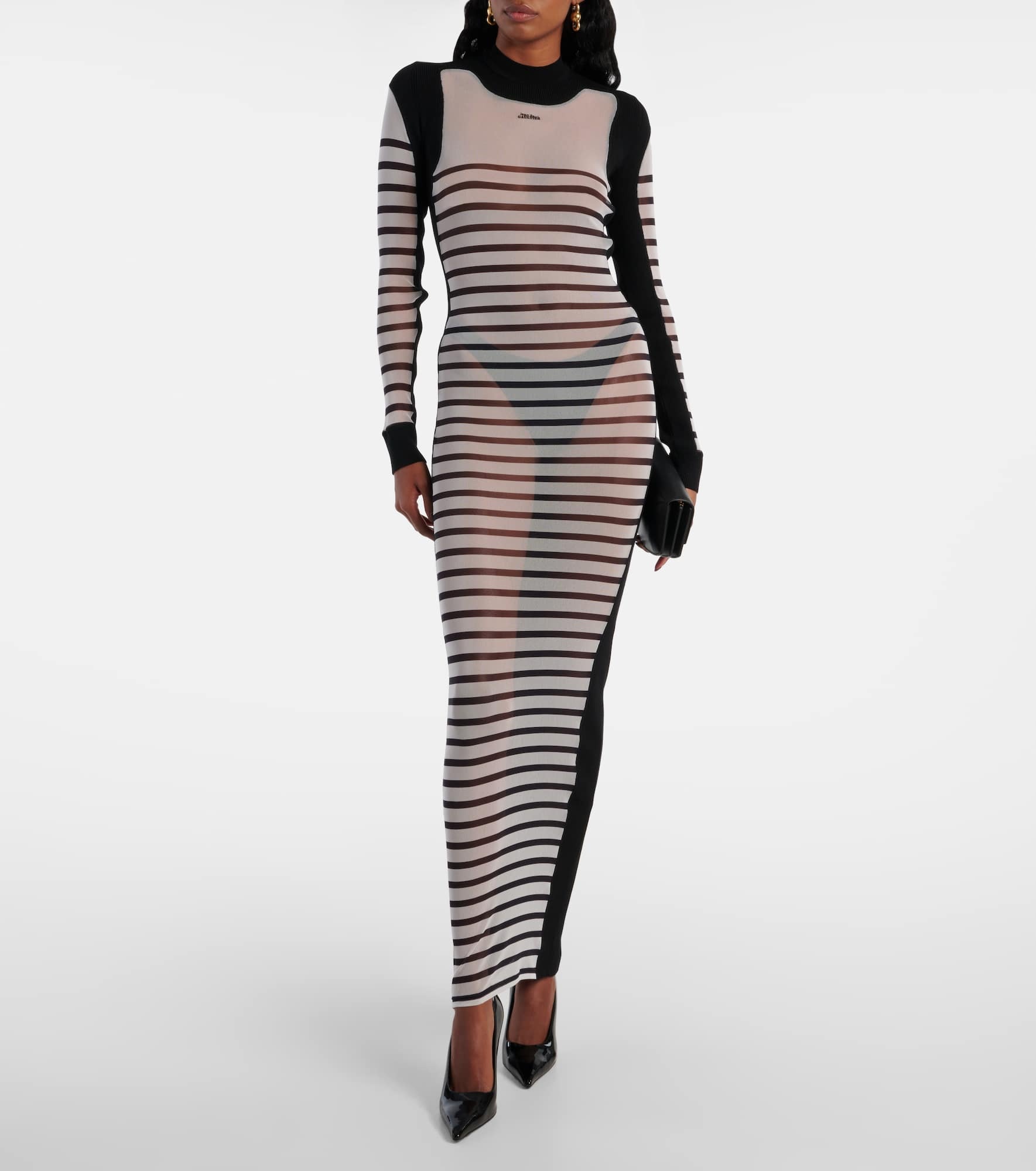 Mariniere striped semi-sheer mesh maxi dress - 2
