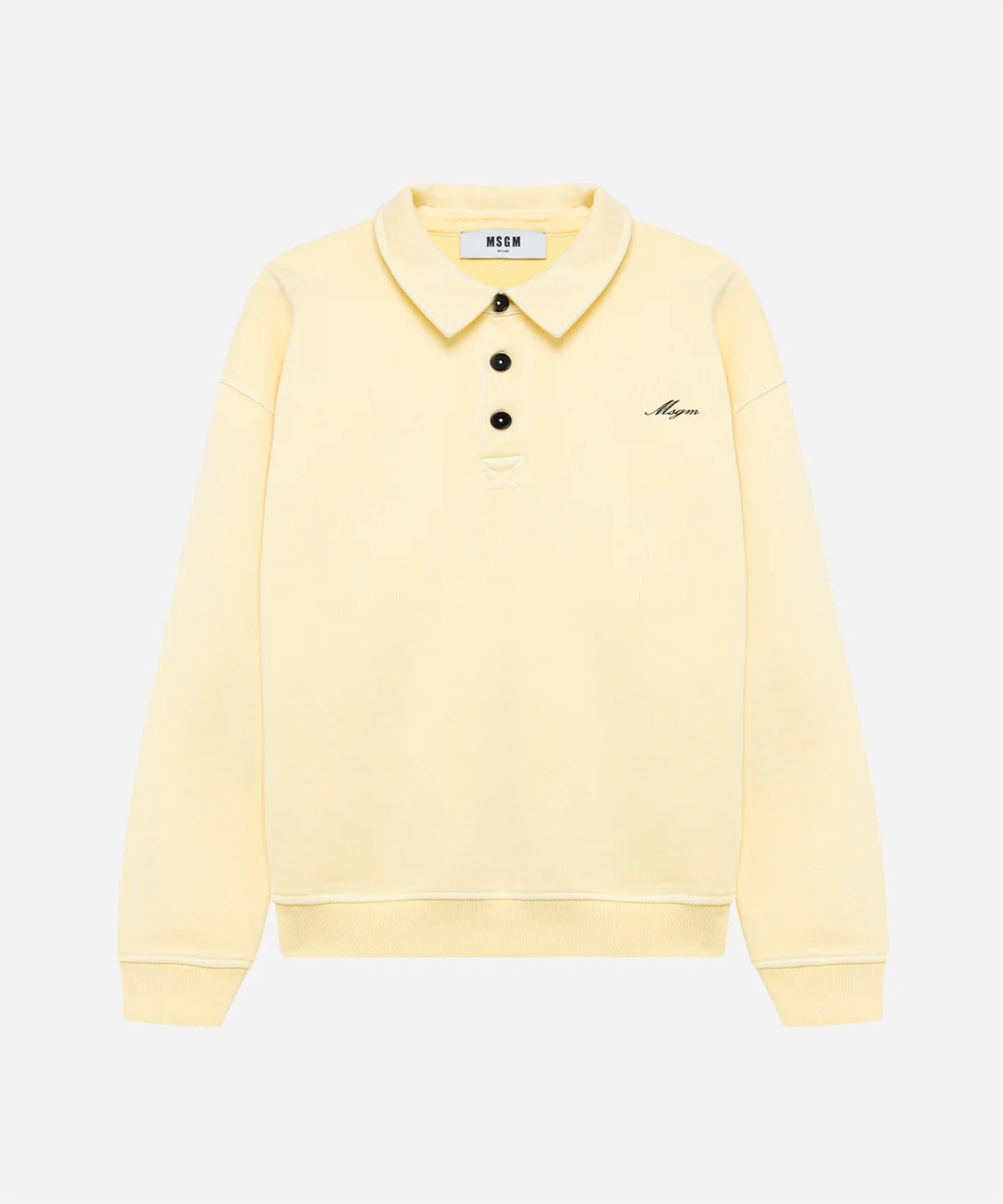 Cotton fleece polo with embroidered logo - 1